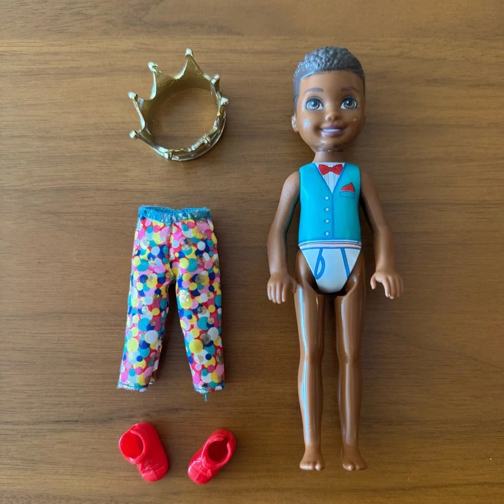 Barbie Chelsea Surprise Party Color Reveal Boy Doll with CROWN SHOES BALLOON